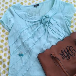 Aqua ruffle blouse